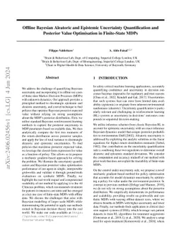 Offline Bayesian Aleatoric and Epistemic Uncertainty Quantification and
  Posterior Value Optimisation in Finite-State MDPs