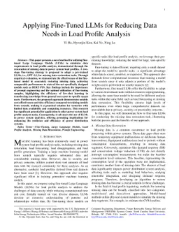 Applying Fine-Tuned LLMs for Reducing Data Needs in Load Profile
  Analysis
