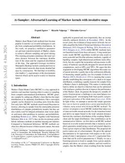 Ai-Sampler: Adversarial Learning of Markov kernels with involutive maps