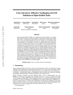 CheckEmbed: Effective Verification of LLM Solutions to Open-Ended Tasks