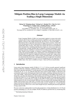 Mitigate Position Bias in Large Language Models via Scaling a Single Dimension