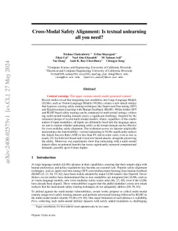 Cross-Modal Safety Alignment: Is textual unlearning all you need?