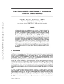 Pretrained Mobility Transformer: A Foundation Model for Human Mobility