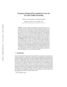 Frequency Enhanced Pre-training for Cross-city Few-shot Traffic
  Forecasting