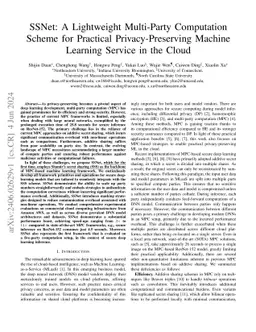 SSNet: A Lightweight Multi-Party Computation Scheme for Practical
  Privacy-Preserving Machine Learning Service in the Cloud