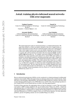 Astral: training physics-informed neural networks with error majorants