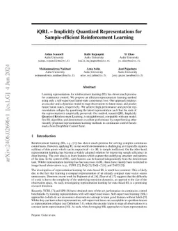 iQRL -- Implicitly Quantized Representations for Sample-efficient
  Reinforcement Learning