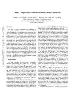 CAMP: Compiler and Allocator-based Heap Memory Protection