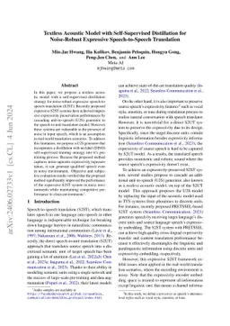 Textless Acoustic Model with Self-Supervised Distillation for
  Noise-Robust Expressive Speech-to-Speech Translation