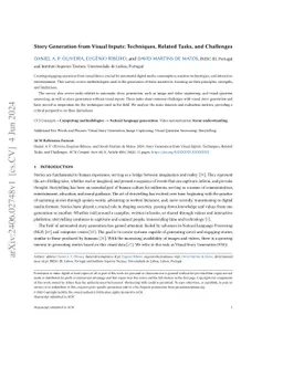 Story Generation from Visual Inputs: Techniques, Related Tasks, and Challenges