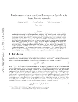 Precise asymptotics of reweighted least-squares algorithms for linear
  diagonal networks