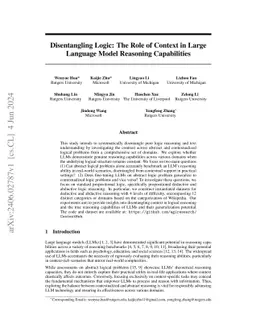 Disentangling Logic: The Role of Context in Large Language Model
  Reasoning Capabilities