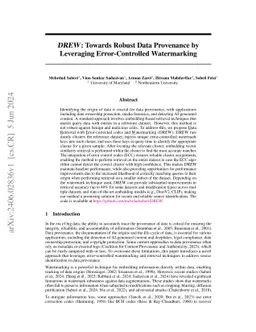 DREW : Towards Robust Data Provenance by Leveraging Error-Controlled
  Watermarking
