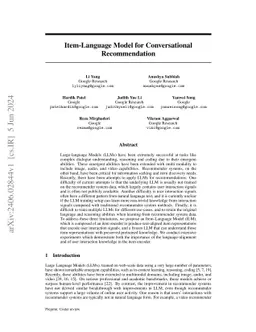 Item-Language Model for Conversational Recommendation