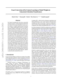 Exact Conversion of In-Context Learning to Model Weights in
  Linearized-Attention Transformers
