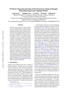 NUMCoT: Numerals and Units of Measurement in Chain-of-Thought Reasoning
  using Large Language Models