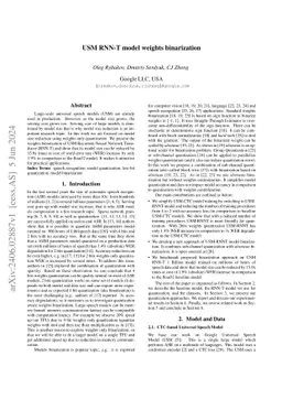 USM RNN-T model weights binarization