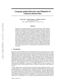 Language-guided Detection and Mitigation of Unknown Dataset Bias