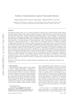 Nonlinear Transformations Against Unlearnable Datasets