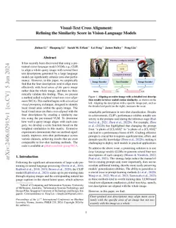 Visual-Text Cross Alignment: Refining the Similarity Score in
  Vision-Language Models