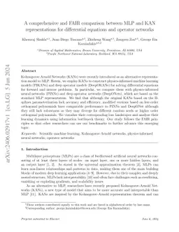 A comprehensive and FAIR comparison between MLP and KAN representations
  for differential equations and operator networks