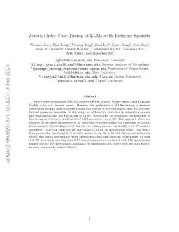 Zeroth-Order Fine-Tuning of LLMs with Extreme Sparsity