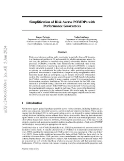 Simplification of Risk Averse POMDPs with Performance Guarantees