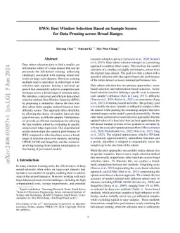 BWS: Best Window Selection Based on Sample Scores for Data Pruning
  across Broad Ranges