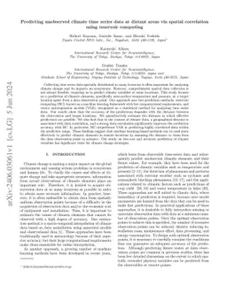 Predicting unobserved climate time series data at distant areas via
  spatial correlation using reservoir computing