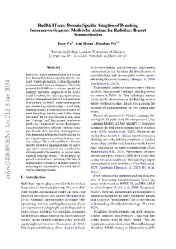 RadBARTsum: Domain Specific Adaption of Denoising Sequence-to-Sequence
  Models for Abstractive Radiology Report Summarization