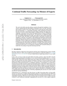Continual Traffic Forecasting via Mixture of Experts