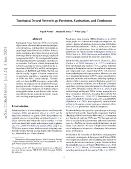 Topological Neural Networks go Persistent, Equivariant, and Continuous