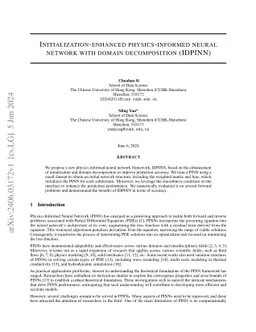 Initialization-enhanced Physics-Informed Neural Network with Domain
  Decomposition (IDPINN)
