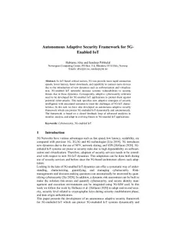 Autonomous Adaptive Security Framework for 5G-Enabled IoT