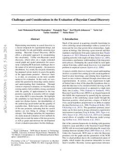 Challenges and Considerations in the Evaluation of Bayesian Causal
  Discovery