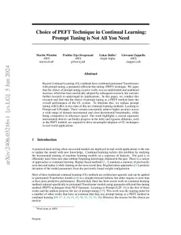 Choice of PEFT Technique in Continual Learning: Prompt Tuning is Not All
  You Need