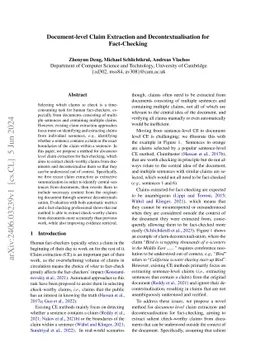 Document-level Claim Extraction and Decontextualisation for
  Fact-Checking