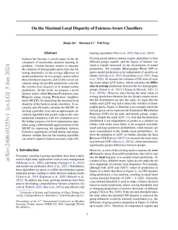 On the Maximal Local Disparity of Fairness-Aware Classifiers