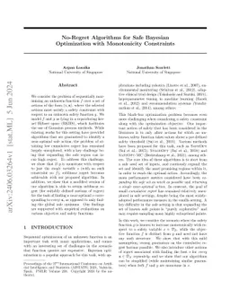 No-Regret Algorithms for Safe Bayesian Optimization with Monotonicity
  Constraints