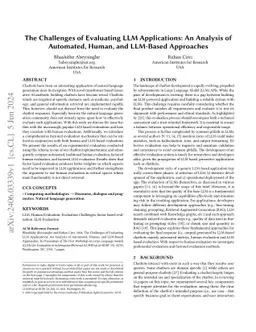 The Challenges of Evaluating LLM Applications: An Analysis of Automated,
  Human, and LLM-Based Approaches