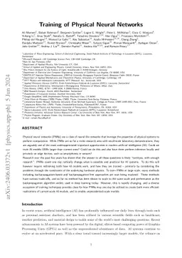 Training of Physical Neural Networks