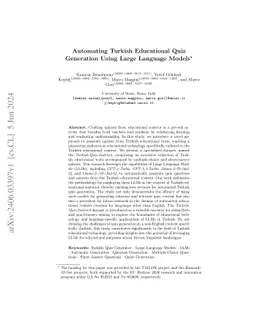 Automating Turkish Educational Quiz Generation Using Large Language
  Models