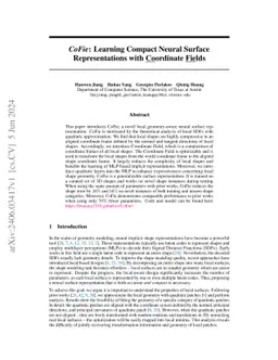 CoFie: Learning Compact Neural Surface Representations with Coordinate
  Fields