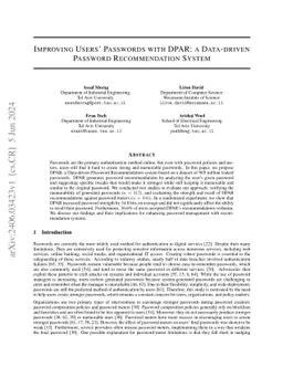 Improving Users' Passwords with DPAR: a Data-driven Password
  Recommendation System