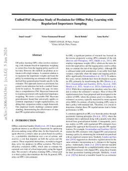 Unified PAC-Bayesian Study of Pessimism for Offline Policy Learning with
  Regularized Importance Sampling