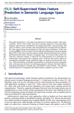 FILS: Self-Supervised Video Feature Prediction In Semantic Language
  Space