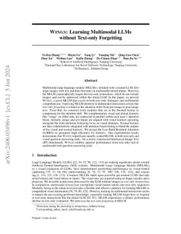 Wings: Learning Multimodal LLMs without Text-only Forgetting