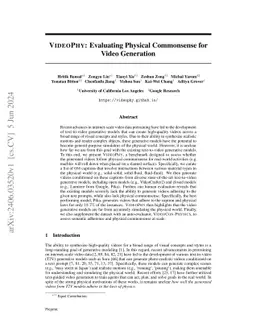 VideoPhy: Evaluating Physical Commonsense for Video Generation