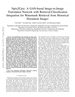 Npix2Cpix: A GAN-based Image-to-Image Translation Network with
  Retrieval-Classification Integration for Watermark Retrieval from Historical
  Document Images