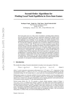 Second-Order Algorithms for Finding Local Nash Equilibria in Zero-Sum Games